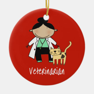 Tierärztliche Frau mit der Katze personalisiert Keramik Ornament