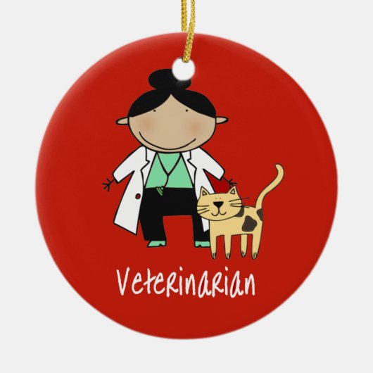 Tierärztliche Frau mit der Katze personalisiert Keramik Ornament (Vorne)