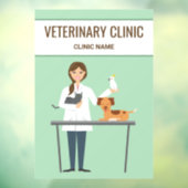 Tierärztliche Frauen und Tiere auf Grün Fensteraufkleber (Blatt 3)