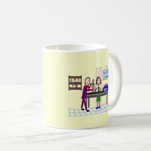 Tierärztliche Geschenke "Der Tierarzt ist in" Kaffeetasse (VorderseiteRechts)