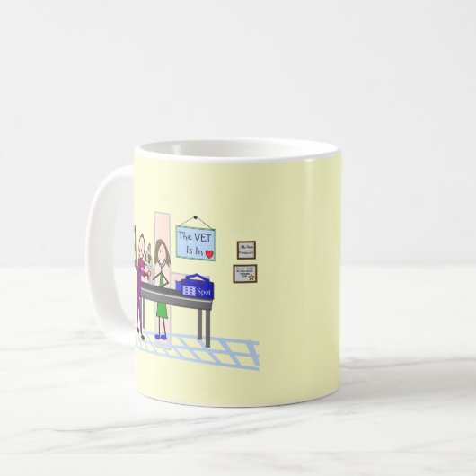 Tierärztliche Geschenke "Der Tierarzt ist in" Kaffeetasse (Vorderseite Links)