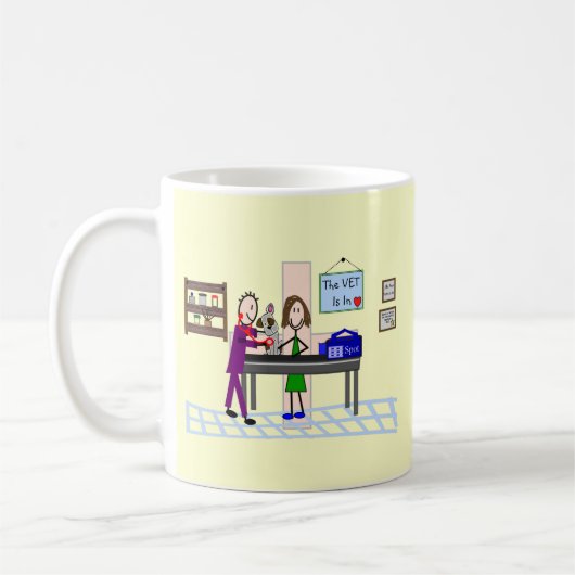 Tierärztliche Geschenke "Der Tierarzt ist in" Kaffeetasse (Links)