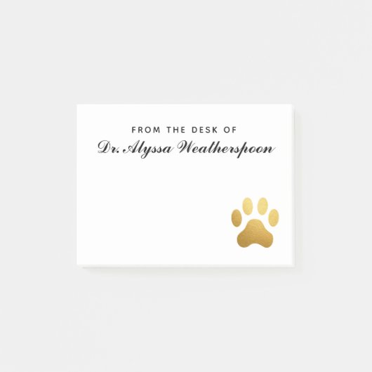 Tierärztliche Imitate Gold Foil Pawprint Personali Post-it Klebezettel (Vorderseite)
