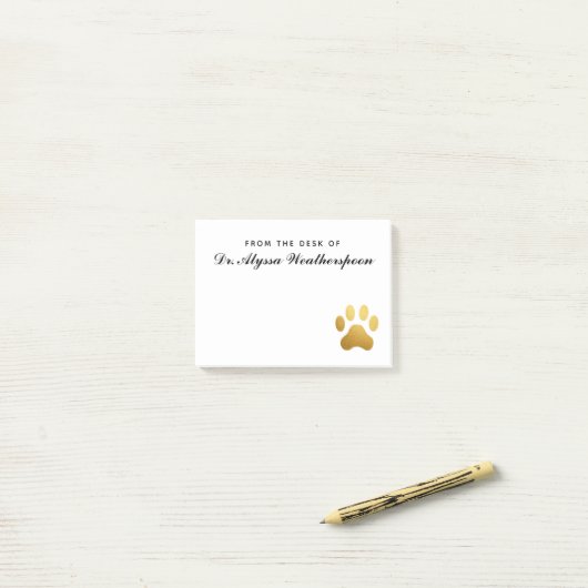 Tierärztliche Imitate Gold Foil Pawprint Personali Post-it Klebezettel (Auf Schreibtisch)