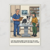 Tierärztliche Notfallabenteuer Cartoon Postkarte (Vorderseite)