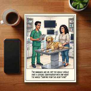 Tierärztliche Notfallabenteuer Cartoon Postkarte