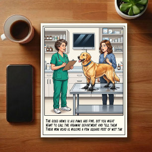 Tierärztliche Notfallabenteuer Cartoon Postkarte