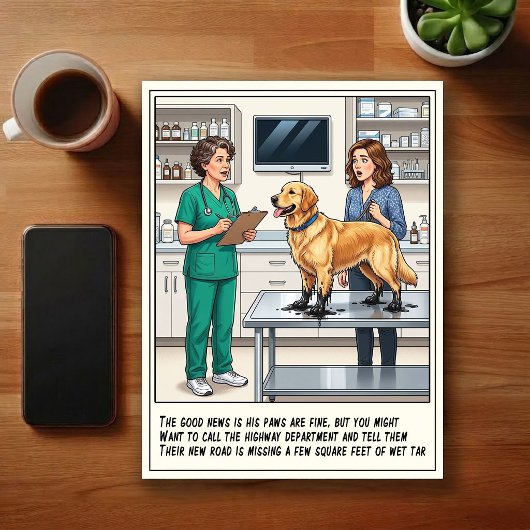 Tierärztliche Notfallabenteuer Cartoon Postkarte