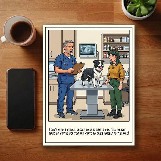 Tierärztliche Notfallabenteuer Cartoon Postkarte