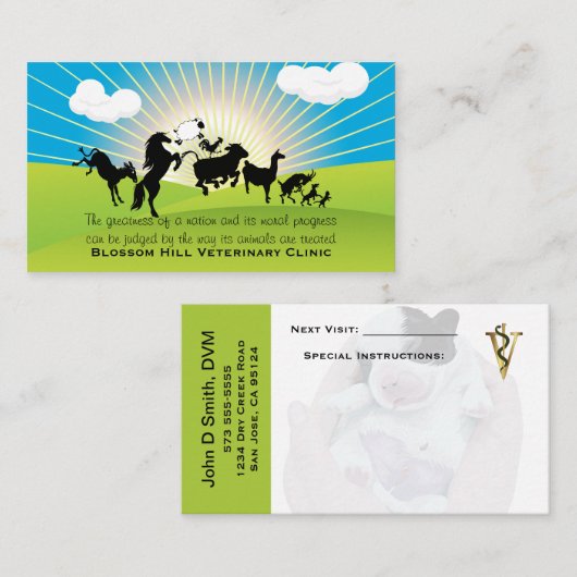 Tierärztliche Tanzkarte Terminkarte (Vorne/Hinten)