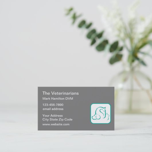 Tierärztliche Theme Embleme Business Cards Visitenkarte (Stehend Vorderseite)