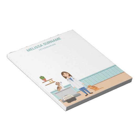 Tierärztliche Tierärztin Notizblock (angewinkelt)