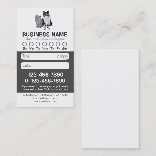 Tierärztliche Verabredungskarten der Hundekatze Terminkarte (Vorne/Hinten)