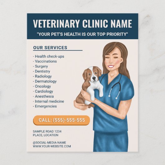 Tierärztliche Veterinärdienste Tierbetreuung Flyer (Vorne)