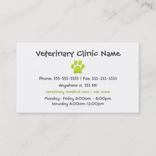Tierärztliche Visitenkarte (Vorderseite)