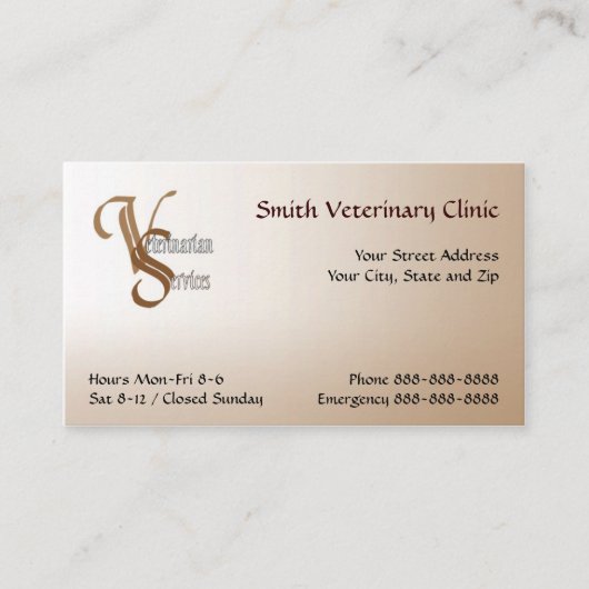 Tierärztliche Visitenkarte (Vorderseite)