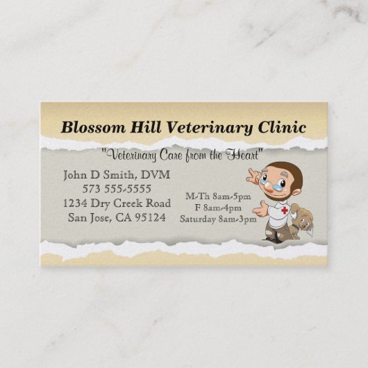 Tierärztliche Visitenkarte (Vorderseite)