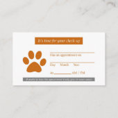 Tierärztliche Visitenkarte mit Terminierung Terminkarte (Rückseite)