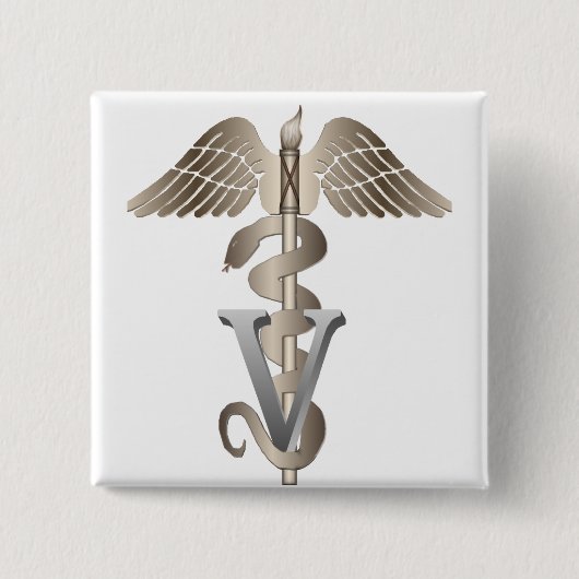 Tierärztlicher Caduceus Button (Vorderseite)