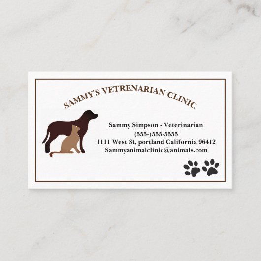 Tierärztlicher Dienst Visitenkarte (Vorderseite)