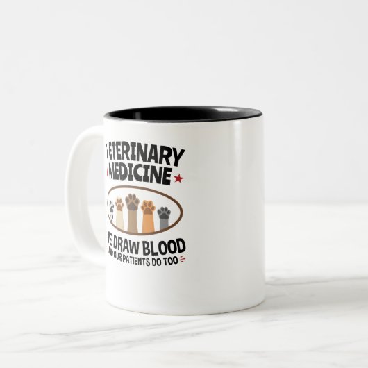 Tierärztlicher Funny Zeichne Blutquote Zweifarbige Tasse (Vorderseite Links)