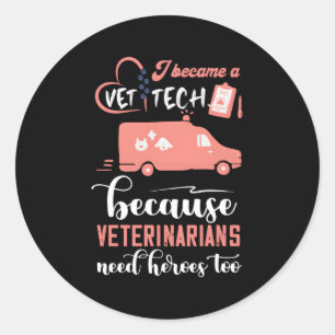 Tierärztlicher Tierarzt Tech Heroes Vet Assistant Runder Aufkleber