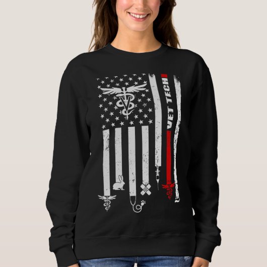 Tierärztlicher Tierarzt Tech USA Flagge Tierärztli Sweatshirt (Vorderseite)