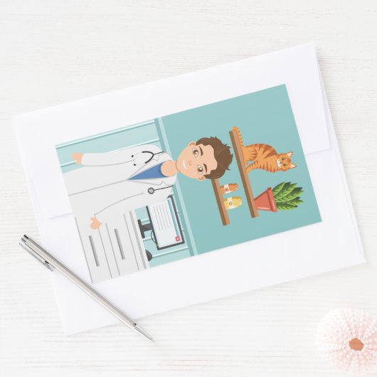 Tierärztlicher Tierarzt Typ mit Labrador-Coat und  Rechteckiger Aufkleber (Umschlag)