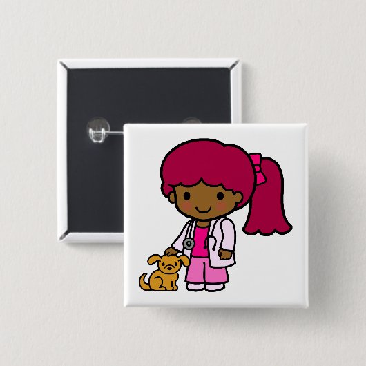 Tierärztliches Mädchen Button (Vorne & Hinten)