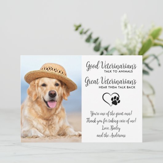 Tierärztliches Personalisiertes Hund Foto Dankeskarte (Stehend Vorderseite)