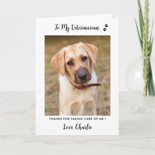 Tierärztliches Personalisiertes Tier Hund Foto Dankeskarte (Vorderseite)