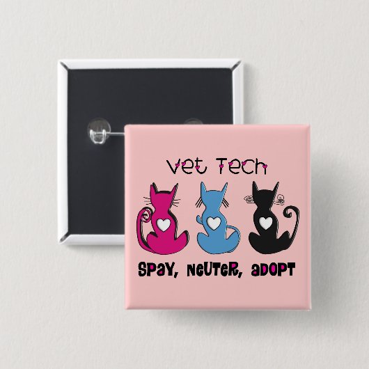 TierarztTech SPAY SÄCHLICHES ADOPTIEREN schwarze Button (Vorne & Hinten)