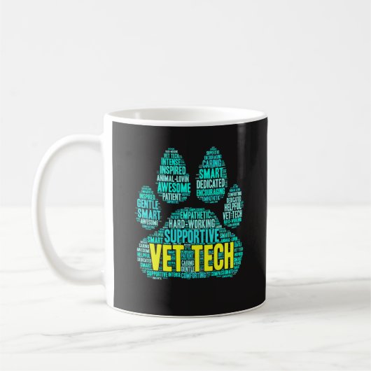 Tierarzttech-Tasse - coole Wort-Wolke für Kaffeetasse (Links)