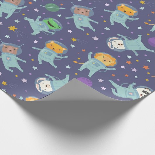 Tierastronauten Geschenkpapier (Ecke)