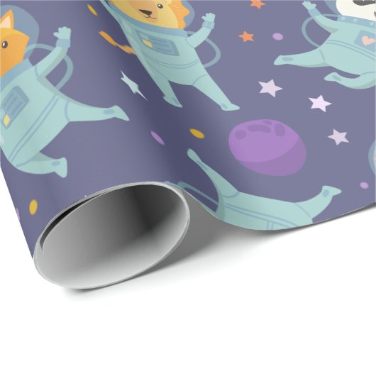 Tierastronauten Geschenkpapier (Rolleneckpunkt)