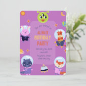 Tierastronauten zum Geburtstag Einladung (Stehend Vorderseite)