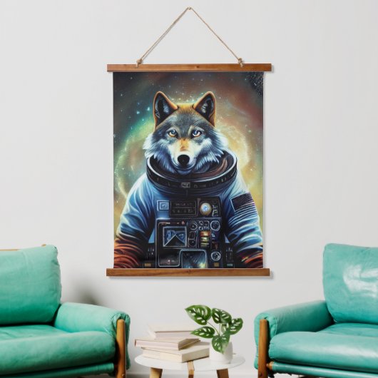 Tierastronautenspaziergang, Universum, Weltraum, W Wandteppich Mit Holzrahmen (Wohnzimmer)