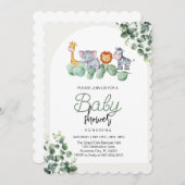 Tierbabydusche, Eukalyptus-Blume Einladung (Vorne/Hinten)