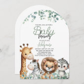 Tierbabydusche, Eukalyptus-Blume Einladung (Vorne/Hinten)