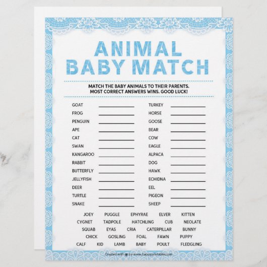 Tierbabymatte [Luxusspitze [blau]] Briefbogen (Vorne/Hinten)