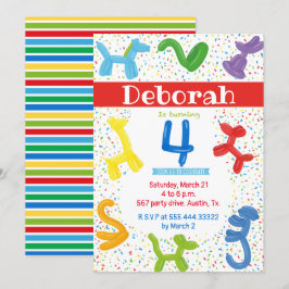 Tierballons 4. Geburtstagseinladung Einladung