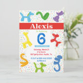 TIERBALLOONS 6. GEBURTSTAG EINLADUNG (Stehend Vorderseite)