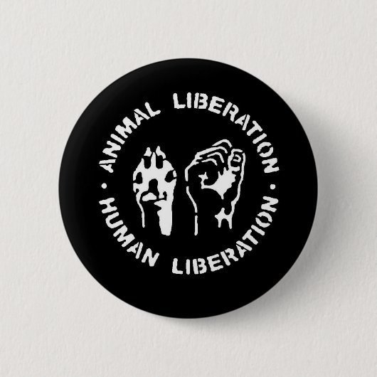 Tierbefreiungs-Menschen-Befreiung Button (Vorderseite)