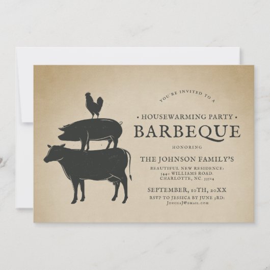 Tierbestand| Grill Einladung (Vorderseite)