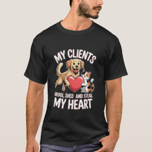 Tierbetreuer Hund sitzt bei Kunden Katzenliebhaber T-Shirt