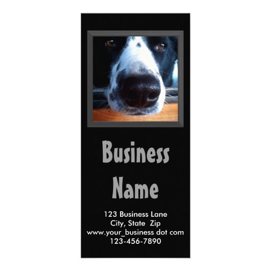 Tierbezogene Geschäftstätigkeit Schwarz-weißer Hun Werbekarte (Vorne)