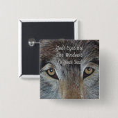 Tierbild des grauen Wolfs mustert gefühlvollen Button (Vorne & Hinten)