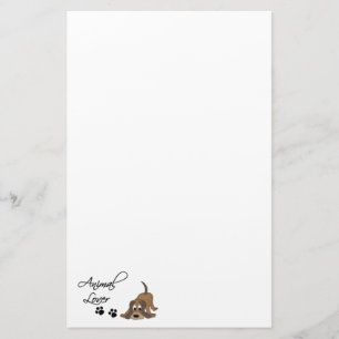 Tierc$liebhaber-Cartoon Hunde- und Tatzendrucke Briefpapier