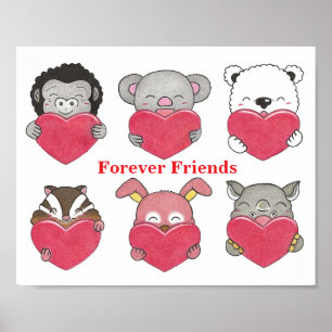 Tiercharakter für Freunde von Herzen Kinder Poster