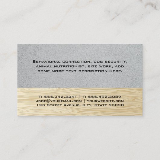 Tierdienste | Hunde | Holzmuster Visitenkarte (Rückseite)